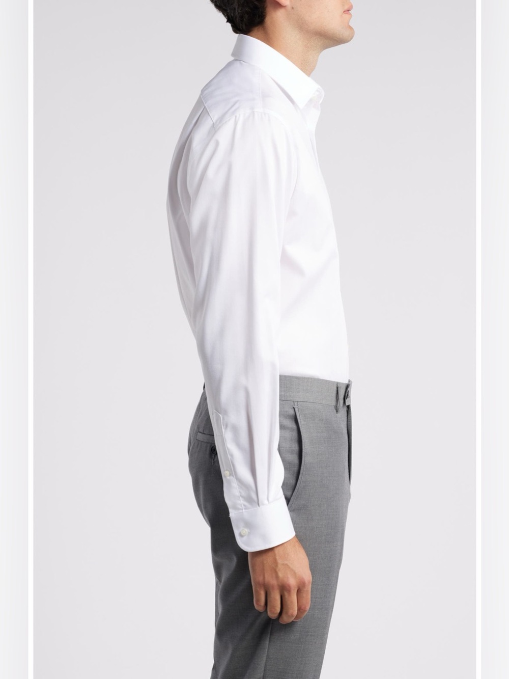 Nordstrom Traditional Fit Solid Herringbone Dress Shirt White 16 32/33 EUC - Picture 4 of 8